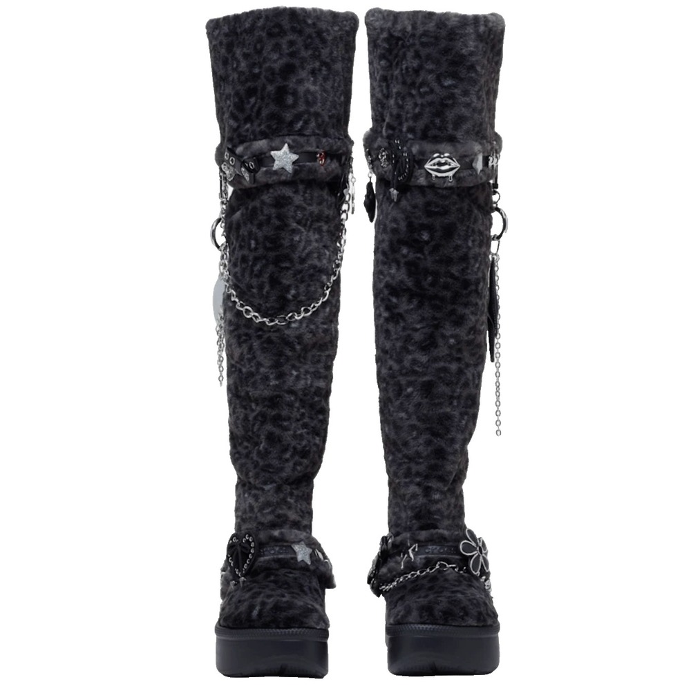 Crocs  T-Pain Unfurgettable Leopard Knee High Boots Womens 9 Croctober Fan Labho